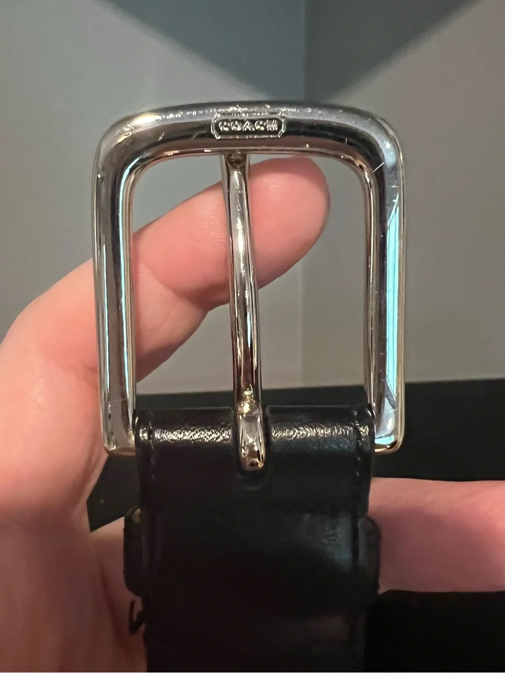 Coach Harness Buckle Black Leather Belt